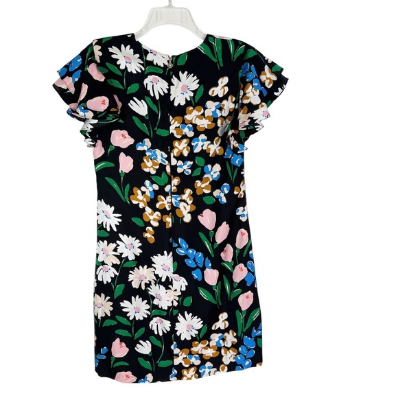 Kate Spade Silk Twill Meadow Floral Sheath Mini Dress In Black Multicolor Size 4 - Picture 13 of 16